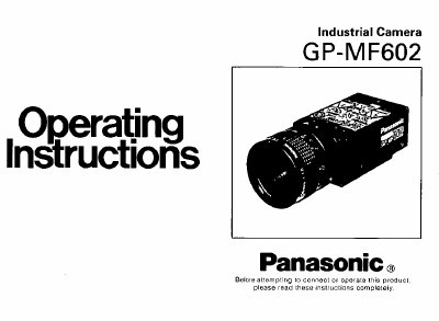 Panasonic GP-MF602 Industrial Camera Operating Instructions - cover page