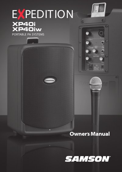 Samson XP40i/XP40iW Portable PA Systems Owner's Manual - cover page