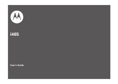 Motorola i465 User Guide - cover page