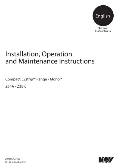 Mono Z34A - Z3BK Pump Installation, Operation and Maintenance Manual