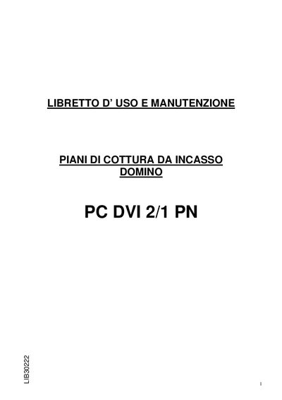 Hoover Domino PC DVI 2/1 PN User and Maintenance Manual - cover page