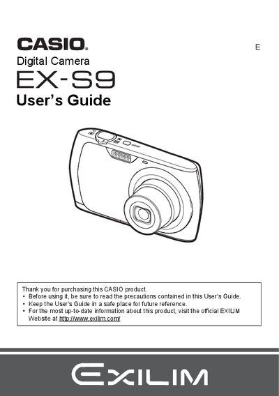 Casio EX-S9 Digital Camera User's Guide