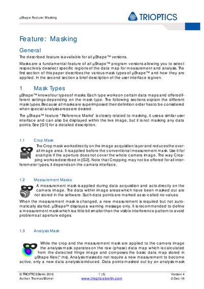Trioptics µShape Feature: Masking - cover page