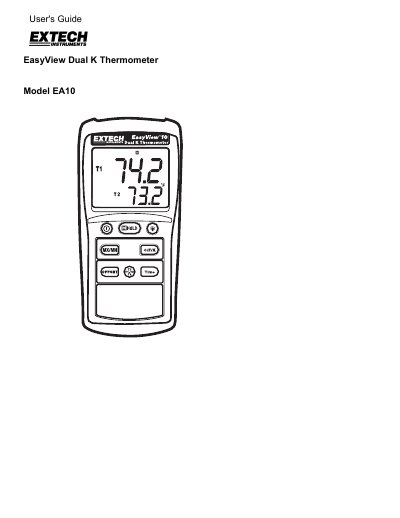 Extech EA10 EasyView Dual K Thermometer User's Guide