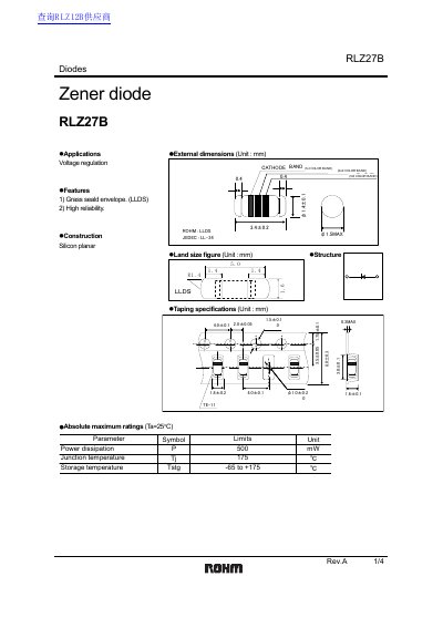 ROHM RLZ27B Zener Diode Datasheet - cover page