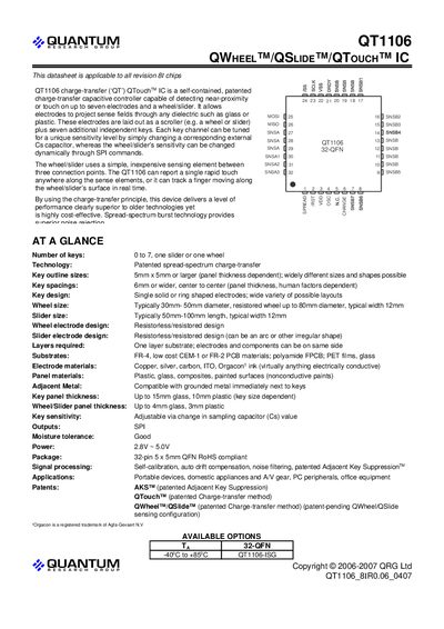 Quantum QT1106 Datasheet - cover page