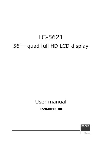 Barco LC-5621 Quad Full HD LCD Display User Manual - cover page