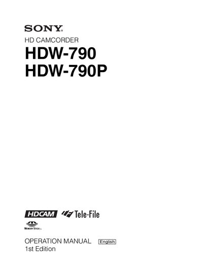 Sony HDW-790/790P Camcorder User Manual - cover page