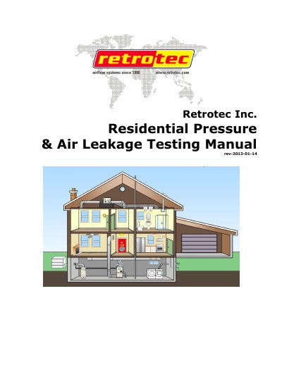 Retrotec Residential Pressure & Air Leakage Testing Manual - cover page
