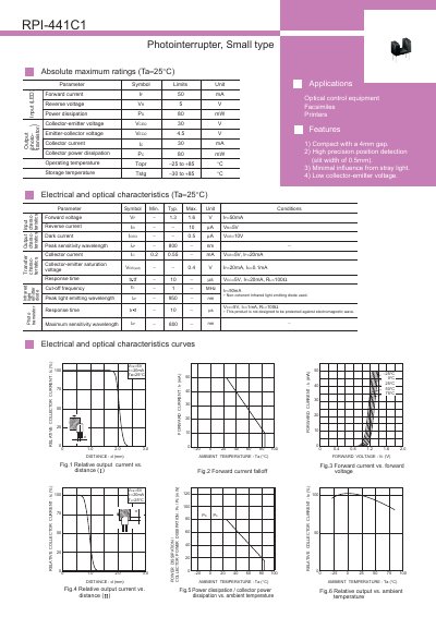 ROHM RPI-441C1 Photointerrupter Data Sheet - cover page