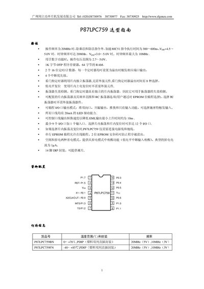 ZLG P87LPC759 User Manual - cover page