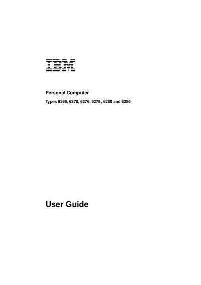 IBM 6266/6270/6276/6279/6280/6286 Personal Computer User Manual - cover page