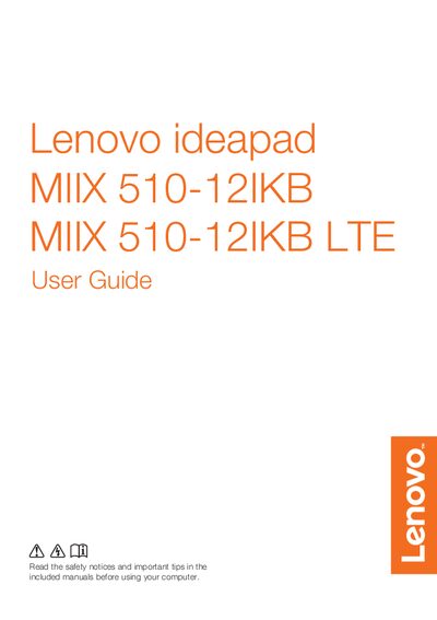 Lenovo IdeaPad MIIX 510-12IKB LTE User Guide - cover page