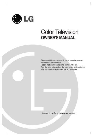 LG 21FG1RK Television User Manual - cover page