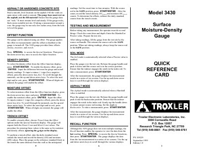 Troxler 3430 Surface Moisture-Density Gauge User Manual - cover page