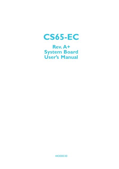 CS65-EC System Board User Manual - cover page