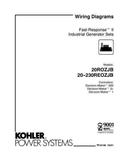 Kohler 20ROZJB & 20- -230REOZJB Generator Sets Wiring Diagram Manual - cover page