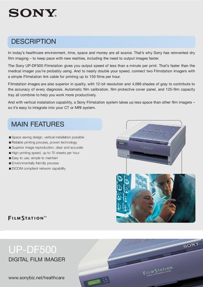 Sony UP-DF500 Filmstation User Manual - cover page