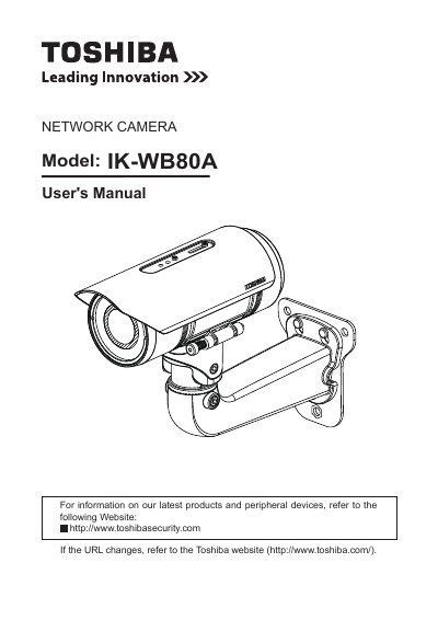 Toshiba IK-WB80A Network Camera User's Manual - cover page
