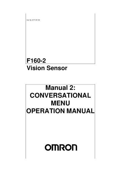Omron F160-2 Vision Sensor Operation Manual - cover page