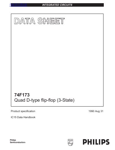 Philips 74F173 Quad D-Type Flip-Flop Datasheet - cover page
