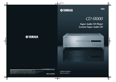 Yamaha CD-S1000 Super Audio CD Player Owner's Manual - cover page
