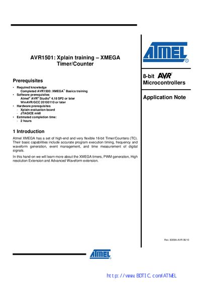 Atmel XMEGA Timer/Counter Training Application Note AVR1501 - cover page