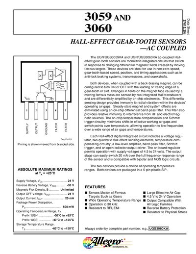 Allegro 3059AND 3060 Data Sheet - cover page