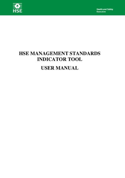 HSE Management Standards Indicator Tool User Manual