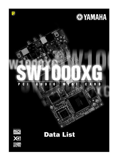 Yamaha SW1000XG Voice List Data Sheet - cover page