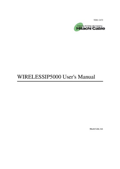 Hitachi Cable WIRELESSIP5000 User Manual