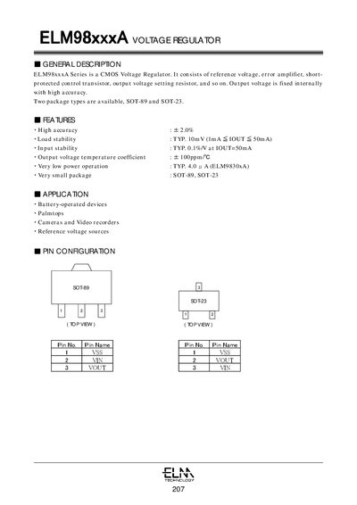 ELM ELM98xxxA Voltage Regulator Datasheet - cover page