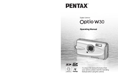 Pentax Optio W30 Digital Camera Operating Manual - cover page