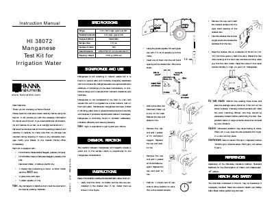 Hanna Instruments HI 38072 Manganese Test Kit Instruction Manual - cover page