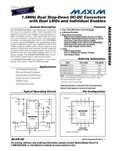 Maxim MAX8667/MAX8668 Dual Step-Down Converter Datasheet - cover page