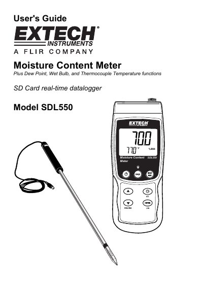 Extech SDL550 Moisture Content Meter User Guide