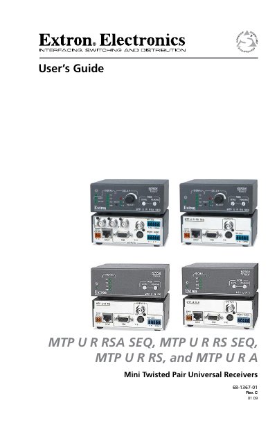 Extron MTP U R Series Mini Twisted Pair Universal Receivers User Guide - cover page
