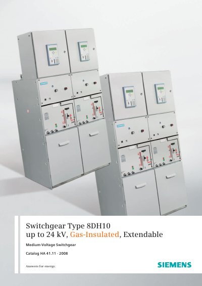 Siemens 8DH10 Gas-Insulated Switchgear Catalog - cover page