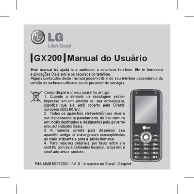 LG GX200 User Manual - cover page