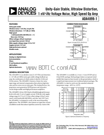 Analog Devices ADA4899-1 Op Amp Datasheet - cover page