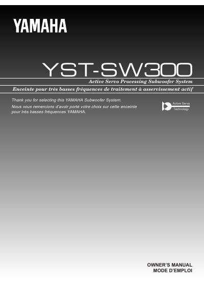 YAMAHA YST-SW300 Manual - cover page