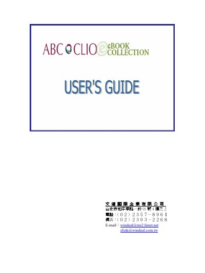 ABC-CLIO eBook Collection User's Guide - cover page