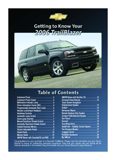 Chevrolet TrailBlazer 2006 User Manual - cover page