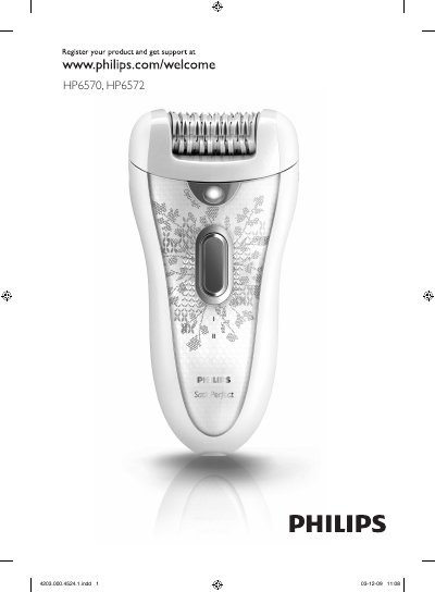 Philips HP6570/HP6572 SatinPerfect Epilator User Manual