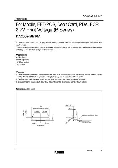 ROHM KA2002-BE10A Printhead Manual - cover page