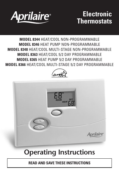 Aprilaire Models 8363 8365 8366 Electronic Thermostat Operating Instructions - cover page