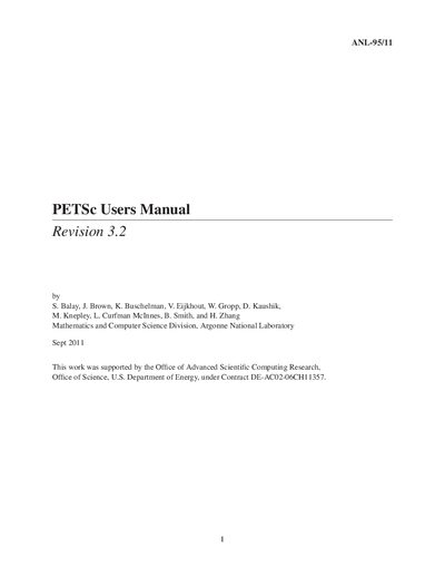 Argonne National Laboratory PETSc User Manual Revision 3.2
