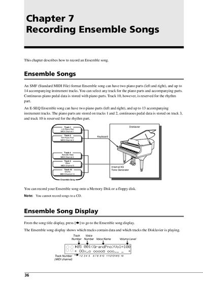 Yamaha Disklavier Recording Ensemble Songs Chapter - cover page