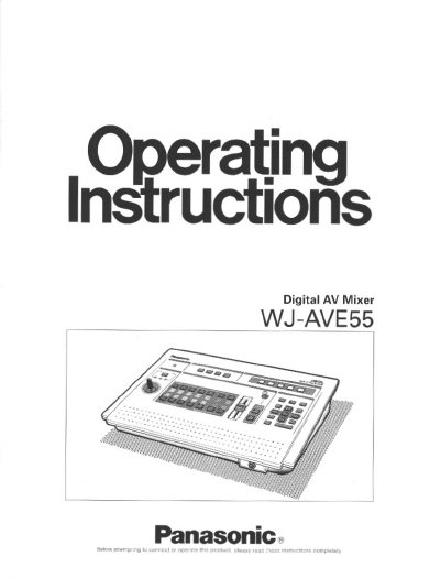 Panasonic WJ-AVE55 Digital AV Mixer Operating Instructions - cover page