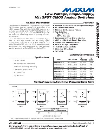 Maxim MAX4594–MAX4597 Datasheet - cover page